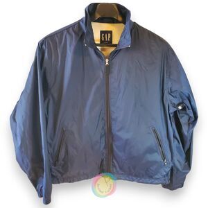 VTG 90s Gap Windbreaker Jacket Mens Large Ripstop Nylon Mesh Lined Blue Retro